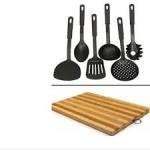 Non Stick And Wooden Spoon Sets With Chopping Board