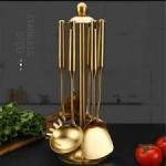 Stainless Steel Kitchenware Set Luxury Golden Cooking Spoon